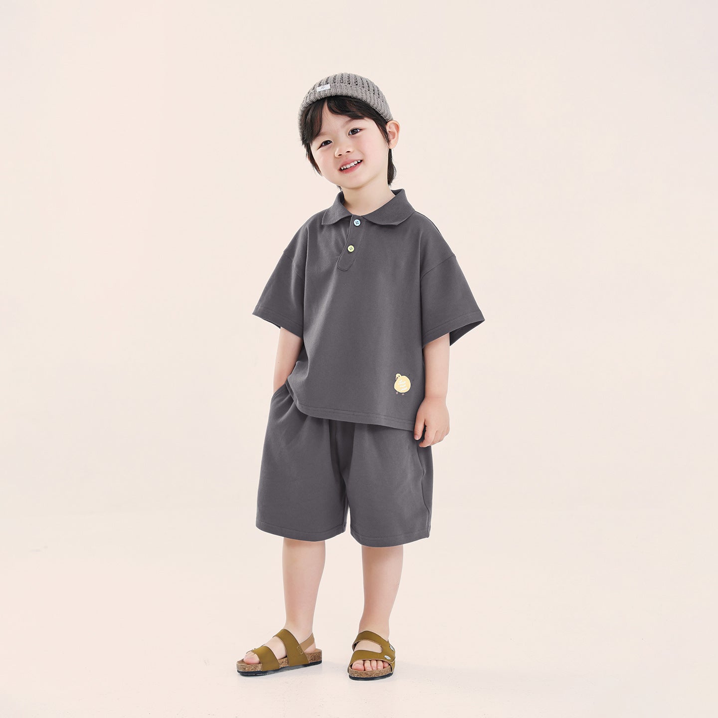 カラーボタンポロシャツ＆ショートパンツ2点セット