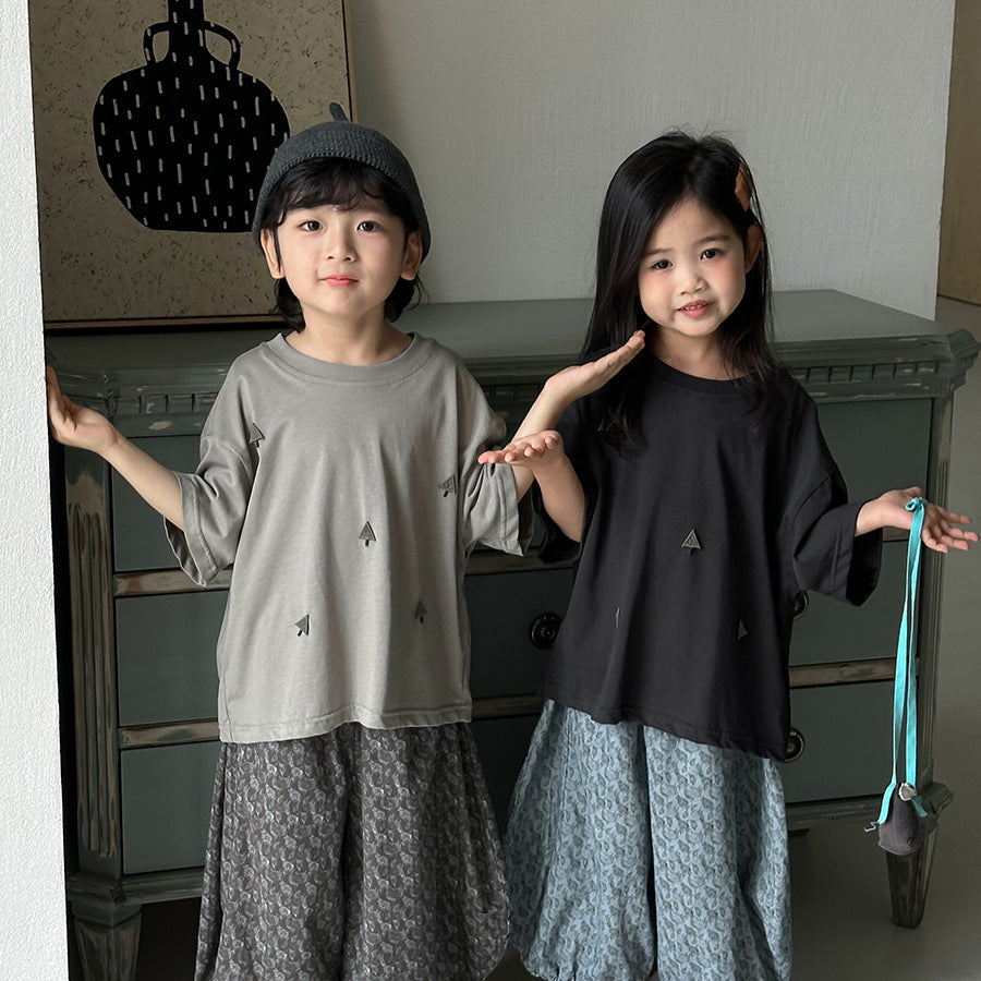 三角の木ワッペン半袖Tシャツ