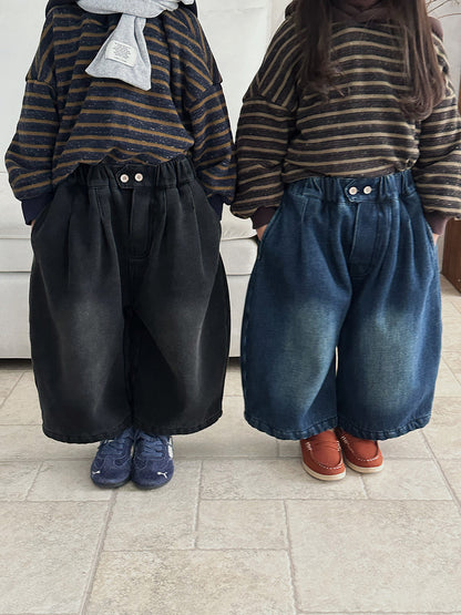 裏ボアヴィンテージデニムワイドパンツ