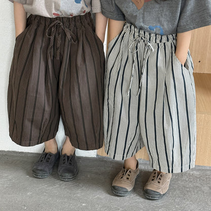 ストライプ七分ワイドパンツ