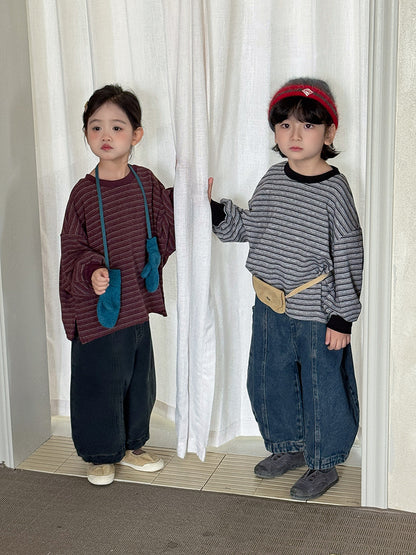 カシミヤ混素材ボーダー長袖T