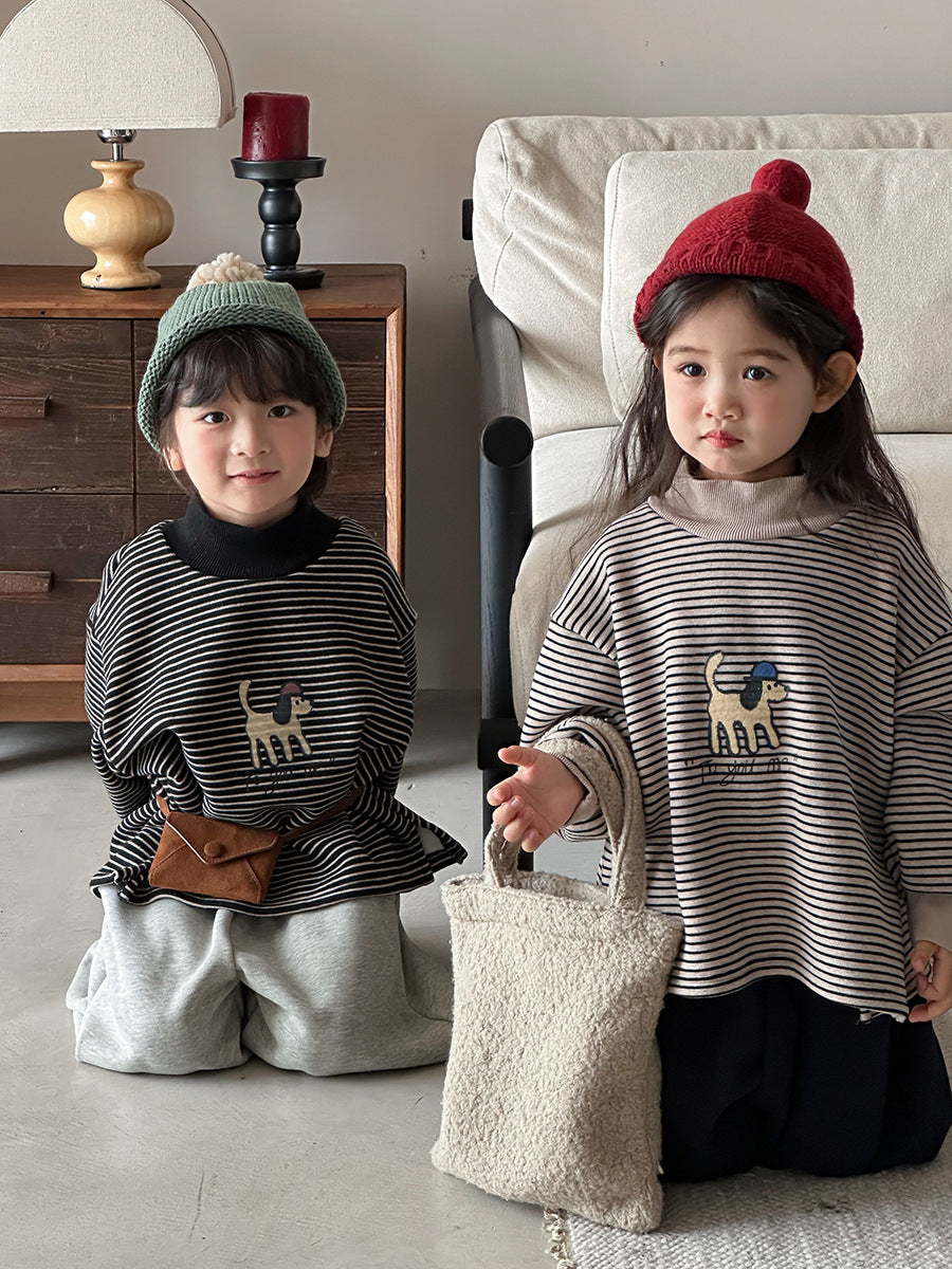 裏ボアボーダーハイネックスウェット