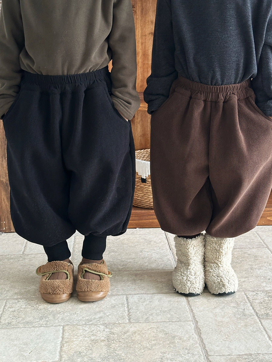 裾リブ厚手裏ボアパンツ