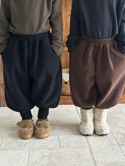 裾リブ厚手裏ボアパンツ