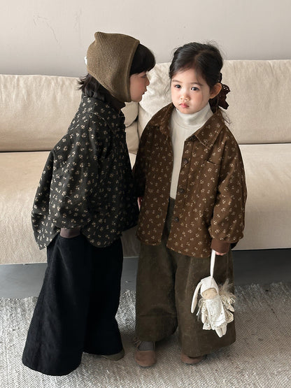 Small floral print fleece-lined shirt jacket