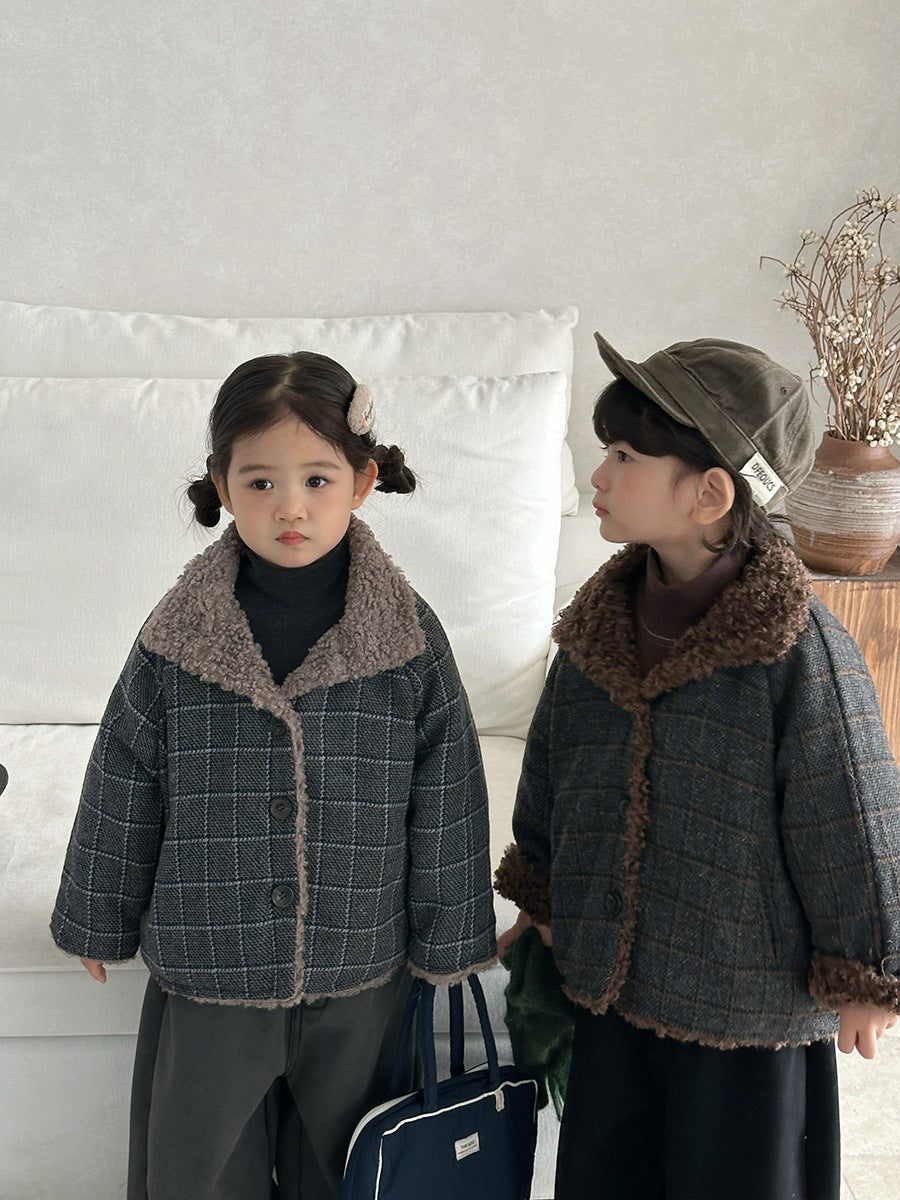 ボアフリースチェック柄コート