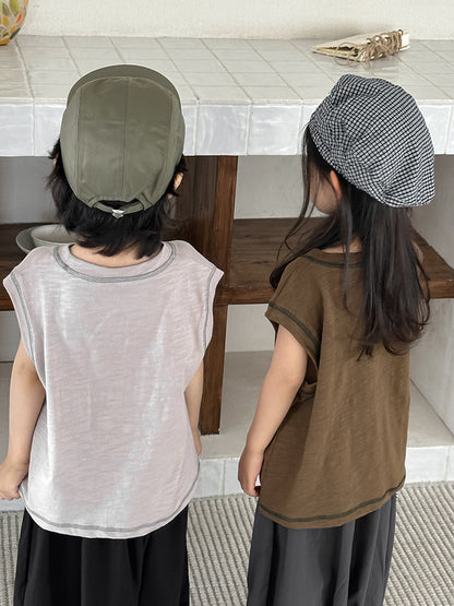 ステッチ純綿タンクトップ