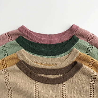 透かし編みニットTシャツ