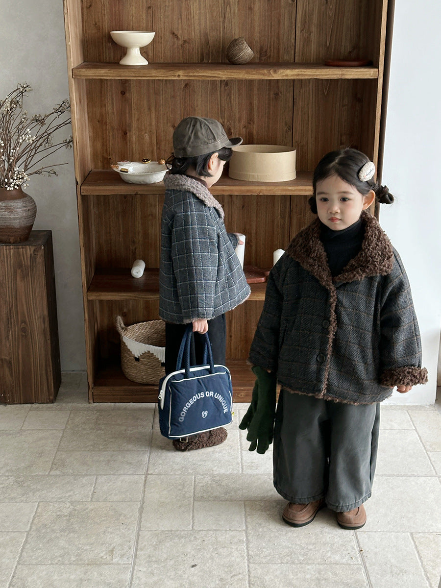 ボアフリースチェック柄コート