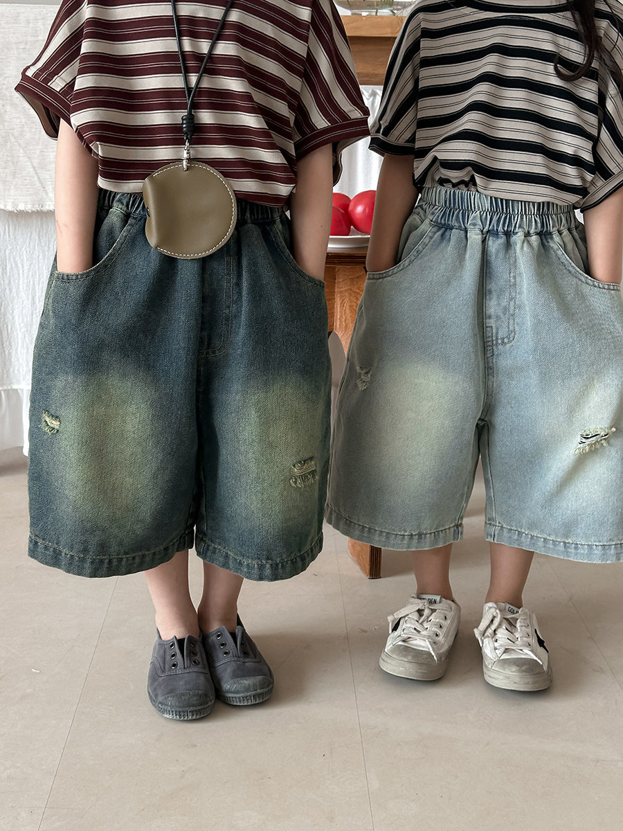 ワイド七分丈デニムパンツ