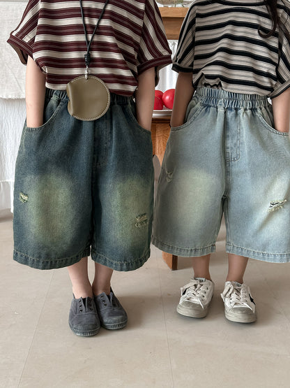 ワイド七分丈デニムパンツ