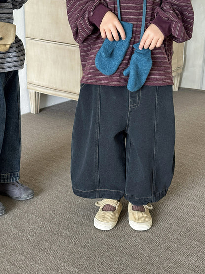 センターラインデニムロングパンツ