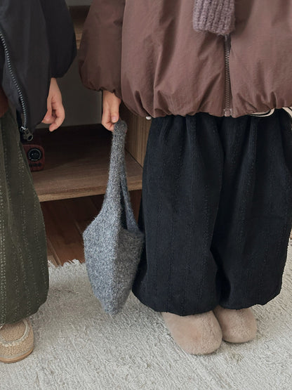 コーデュロイ裏ボアストライプパンツ