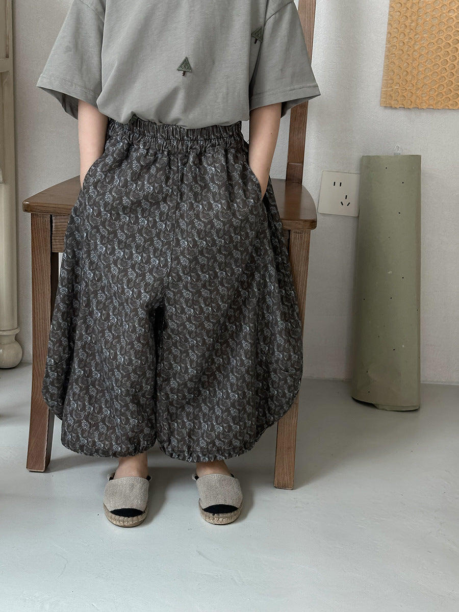 全面プリントコットンロングパンツ