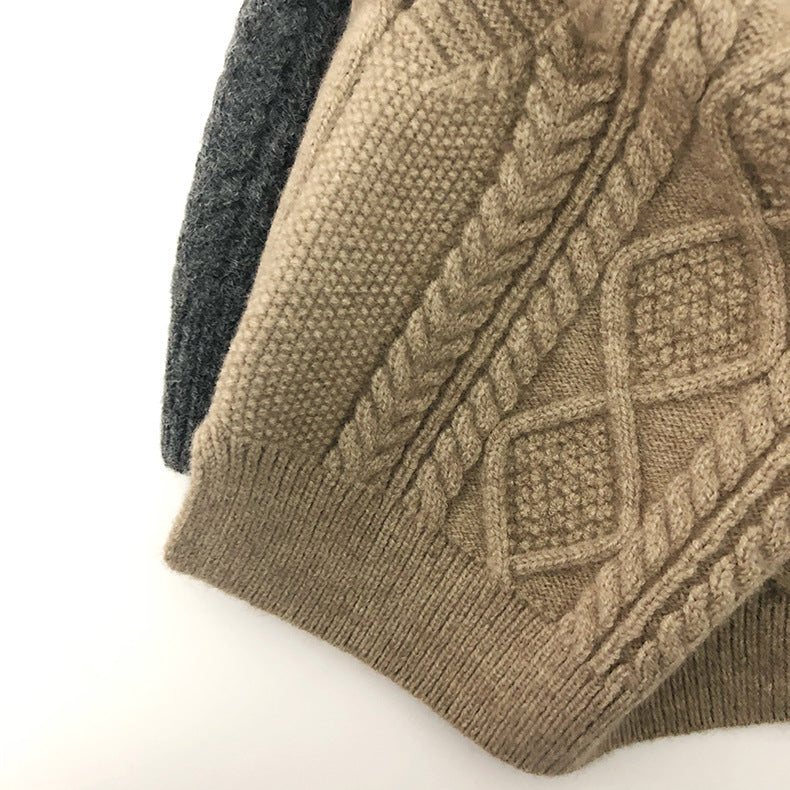 ケーブル編みカシミヤ混ベスト