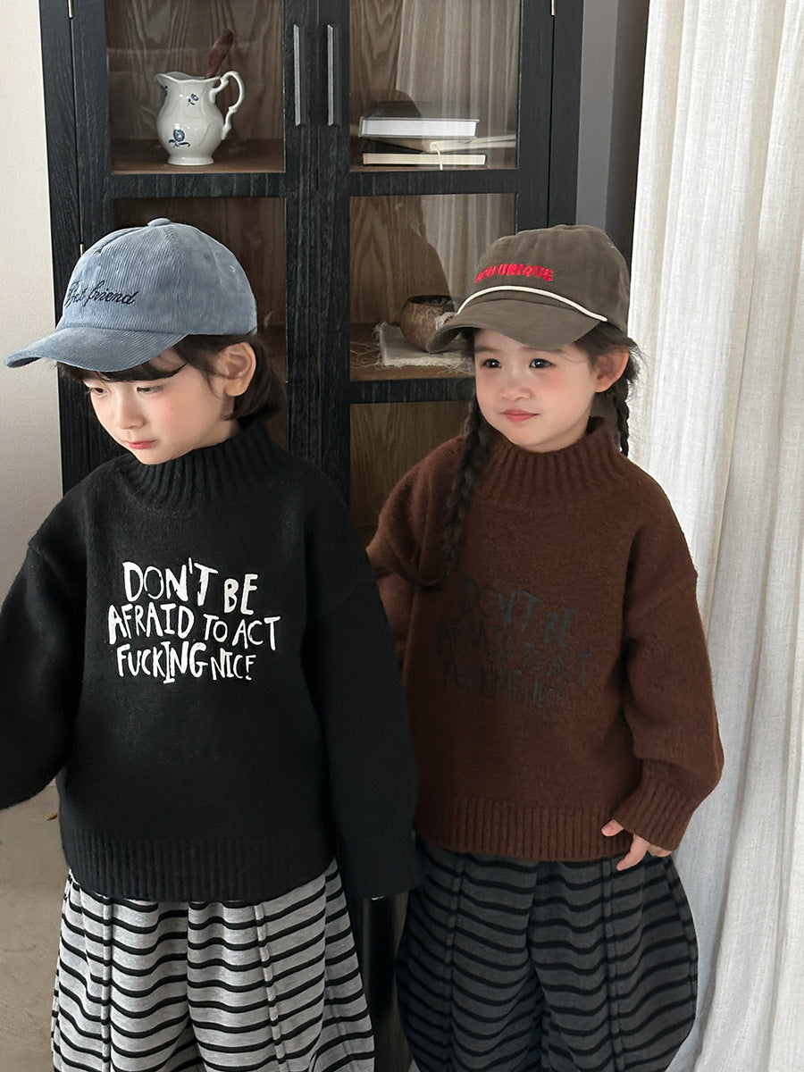 イングリッシュワードハイネックニット