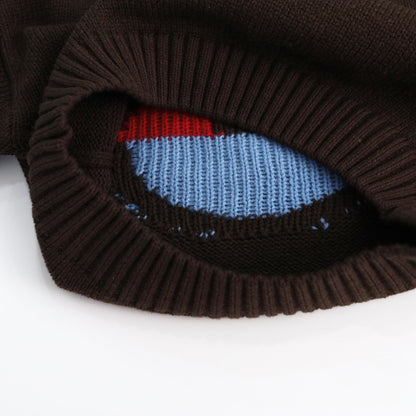 綿100%スマイリーフェイスニットプルオーバー