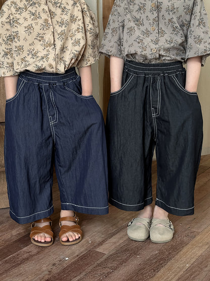 薄手ワイドデニムパンツ
