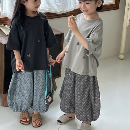 全面プリントコットンロングパンツ