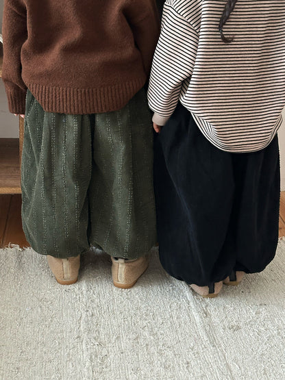 コーデュロイ裏ボアストライプパンツ