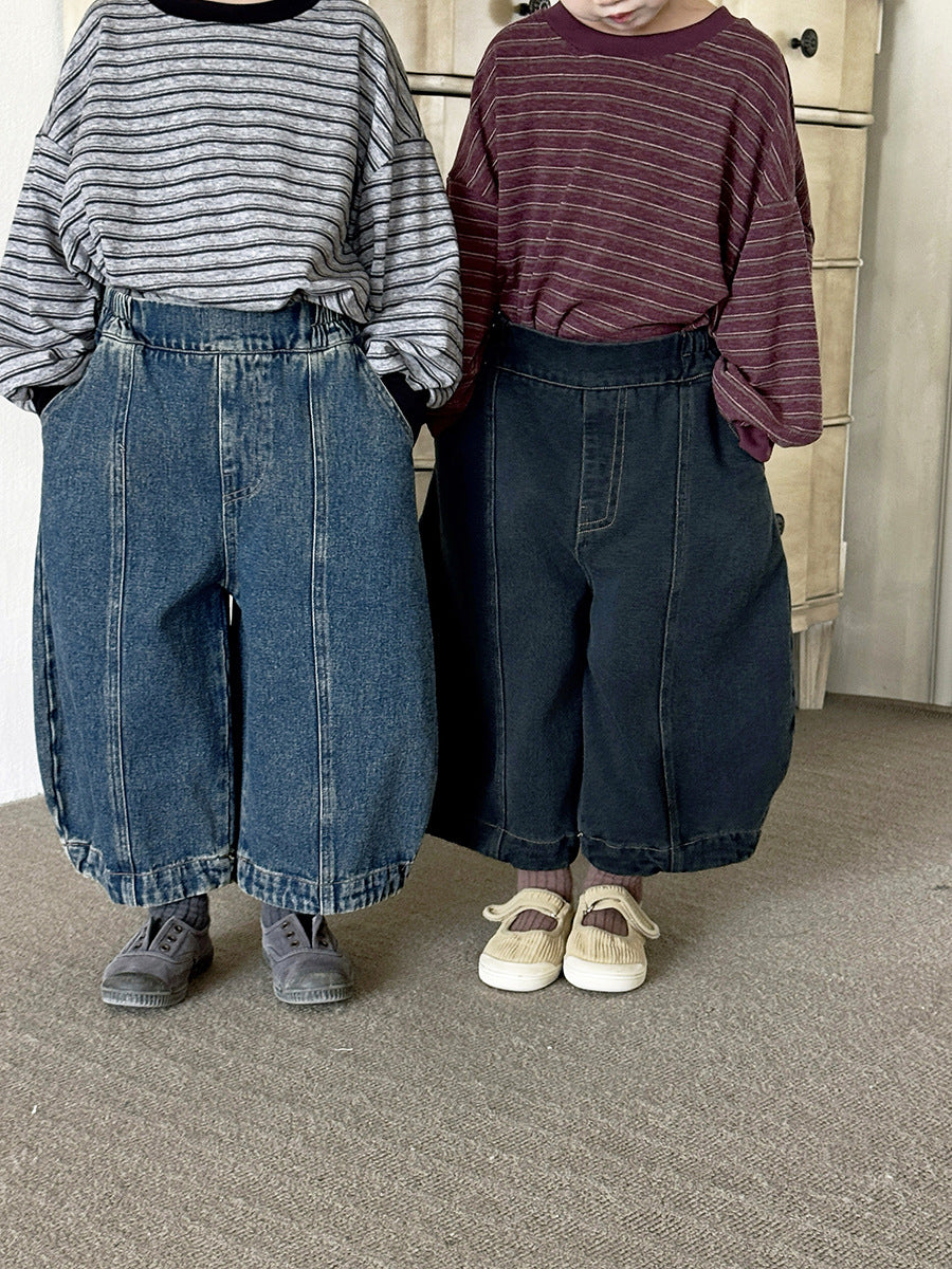 センターラインデニムロングパンツ