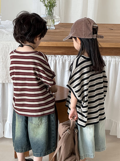 ボーダードロップショルダーTシャツ
