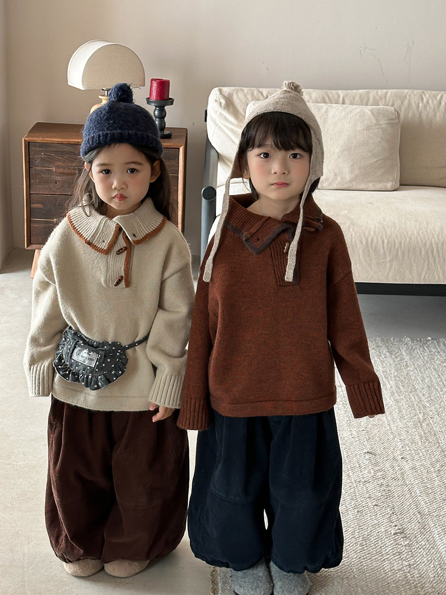 Diagonal front opening polo knit