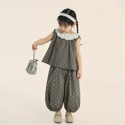 プリーツ加工小花柄セットアップ