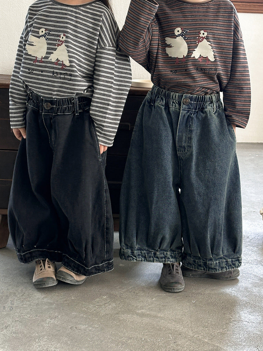 ヴィンテージ感ワイドデニムパンツ