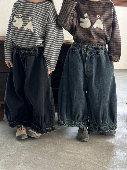 ヴィンテージ感ワイドデニムパンツ