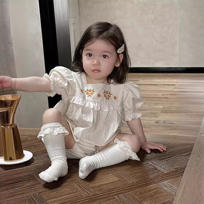 花柄刺しゅうカバーオール