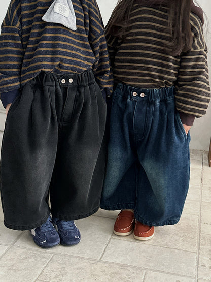 裏ボアヴィンテージデニムワイドパンツ