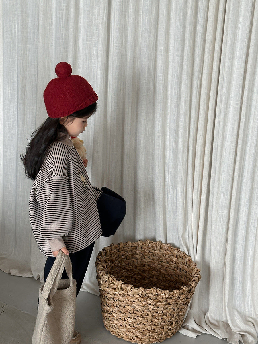 裏ボアボーダーハイネックスウェット