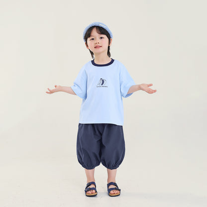 襟配色バナナプリント半袖T
