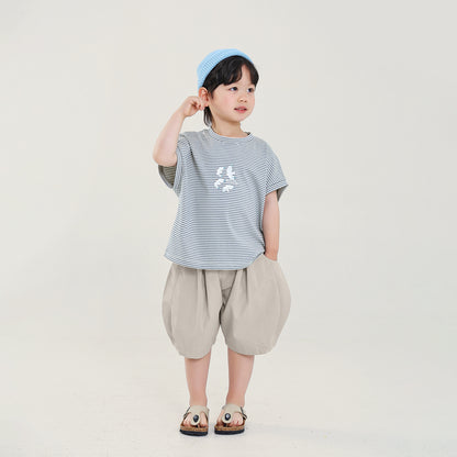 カモメプリント細ボーダー半袖T