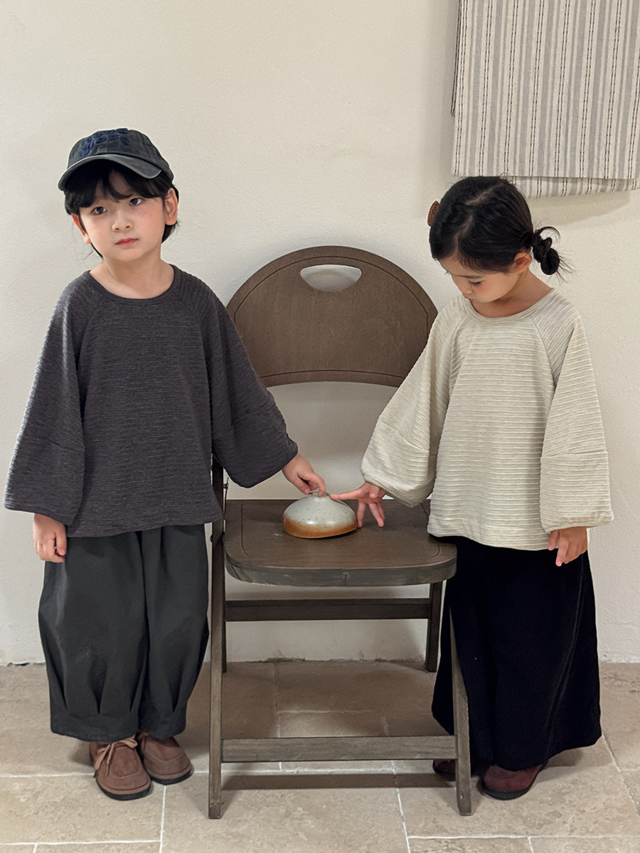 袖切替凹凸生地九分袖Tシャツ