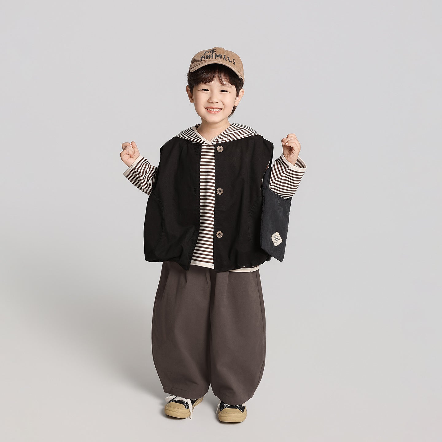 ノーカラー純綿ベスト