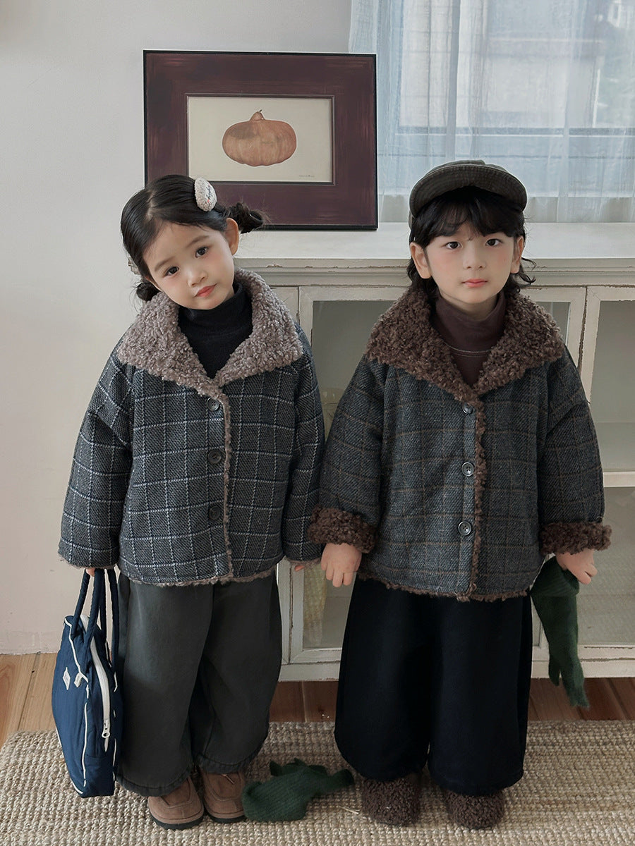 ボアフリースチェック柄コート