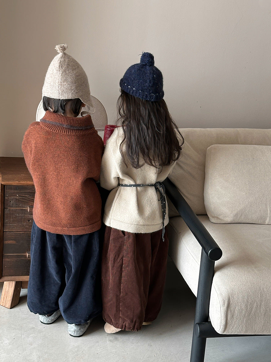 Diagonal front opening polo knit