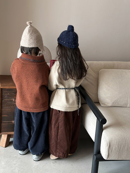 Diagonal front opening polo knit