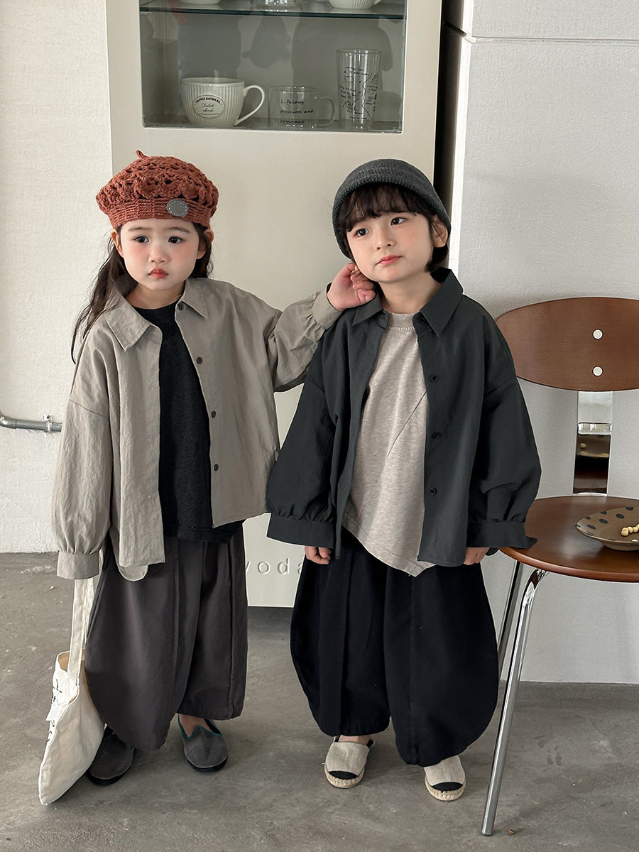 デザイン性ある無地シャツアウター