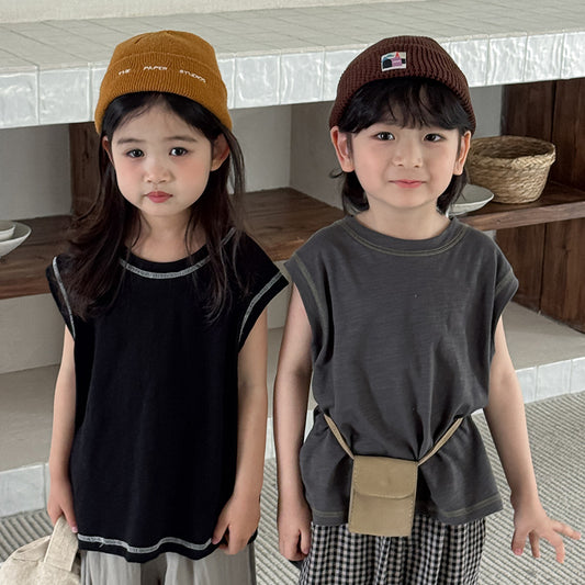 ステッチ純綿タンクトップ