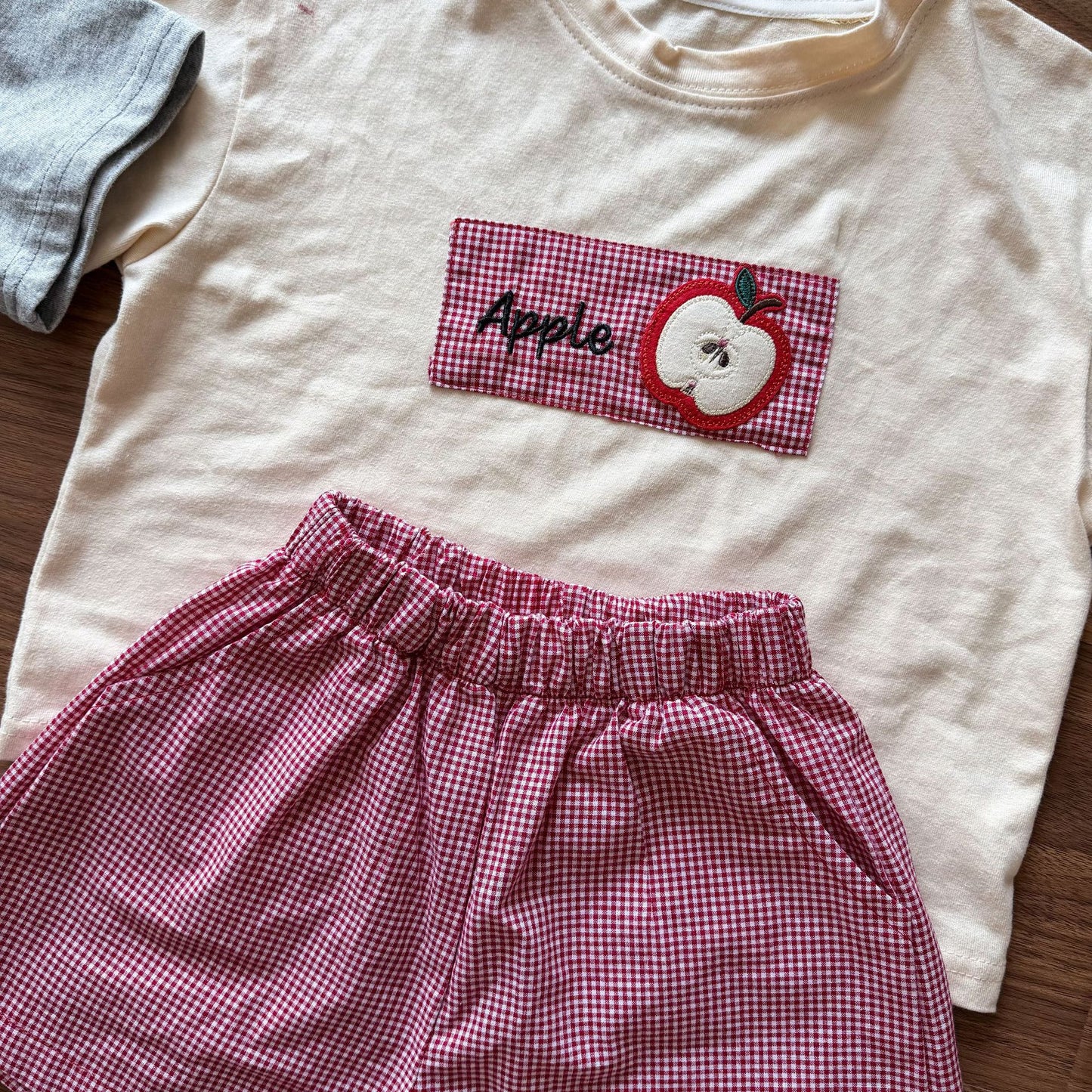 細チェック半袖Tシャツ＆ショートパンツセット