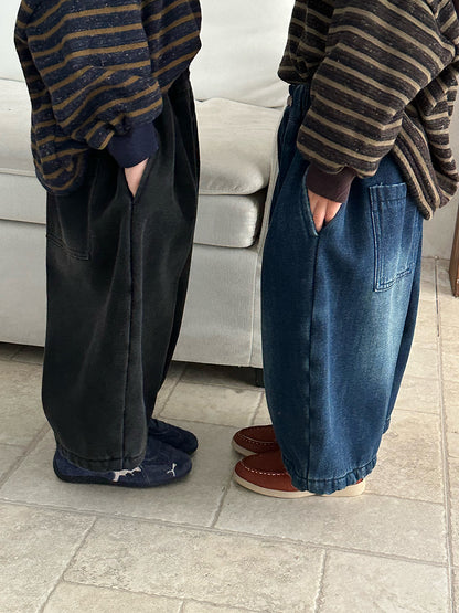 裏ボアヴィンテージデニムワイドパンツ