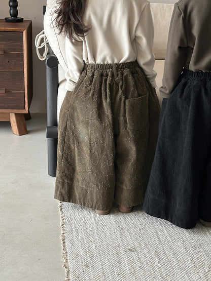 穴あき模様裏ボアコーデュロイパンツ