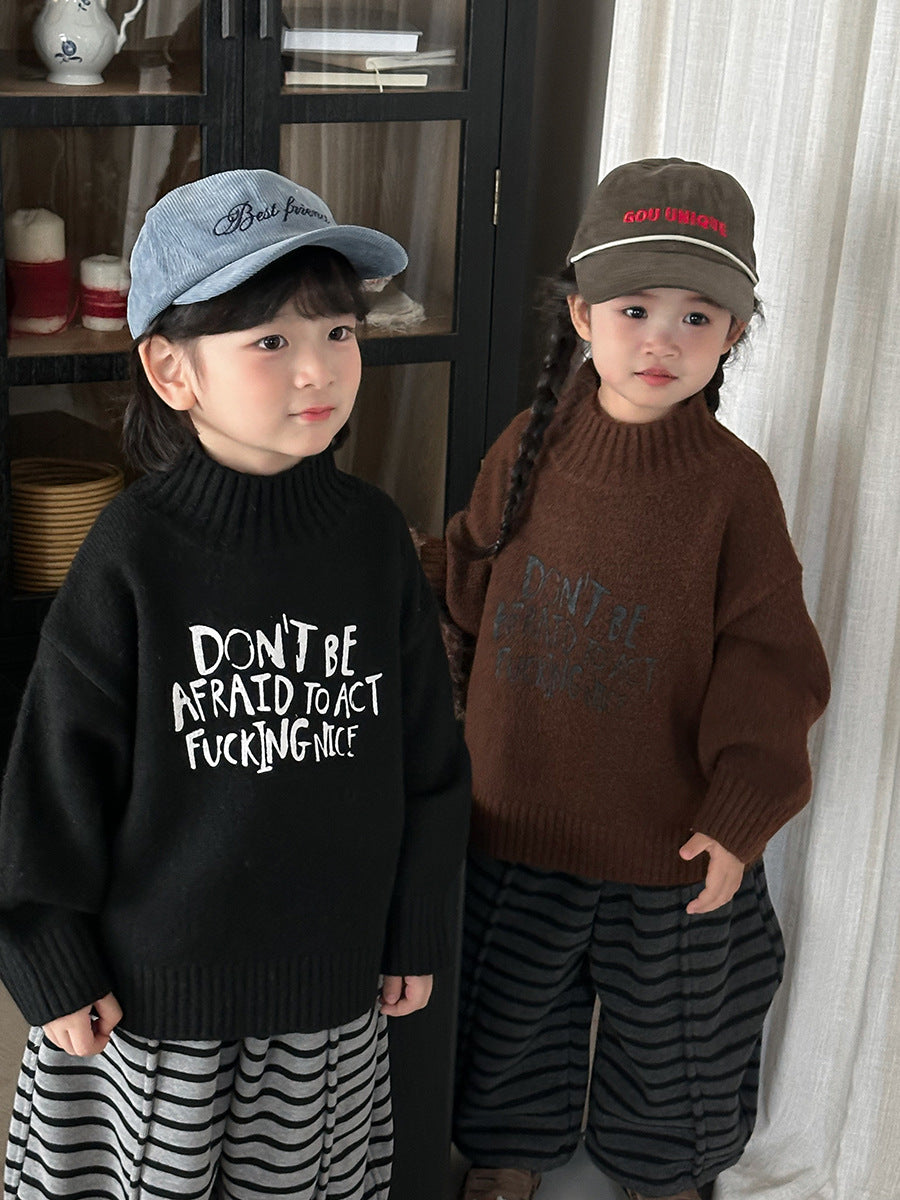 イングリッシュワードハイネックニット