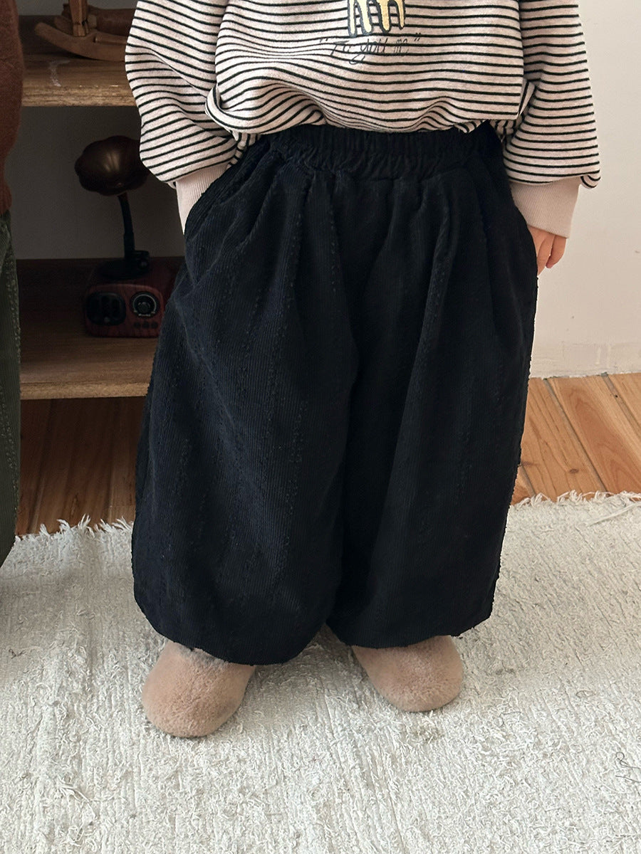 コーデュロイ裏ボアストライプパンツ