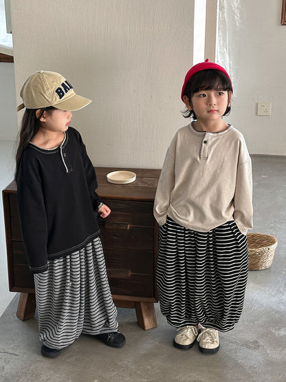 ヘンリーネック天竺棉Tシャツ
