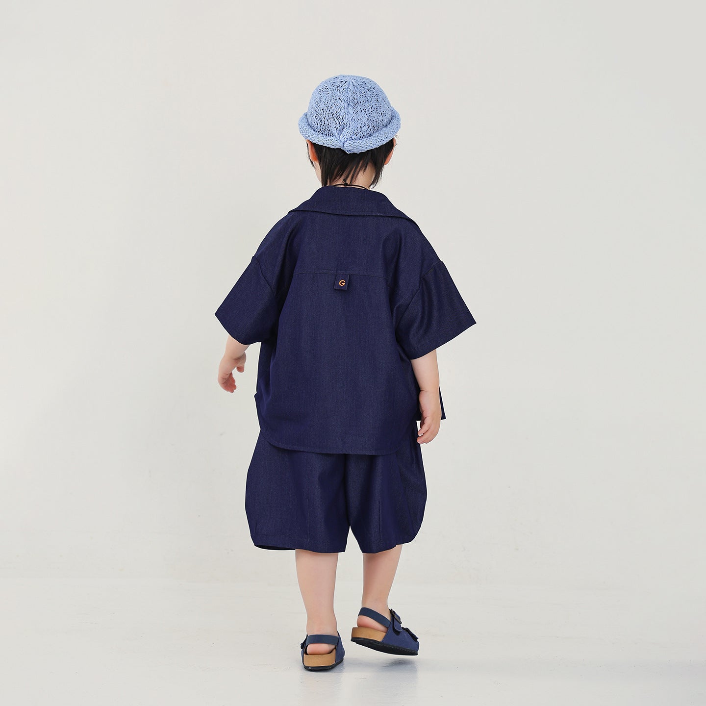 デニム風半袖シャツ＆ショートパンツ2点セット