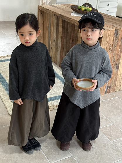 【裏起毛】ハーフタートル長袖カットソー